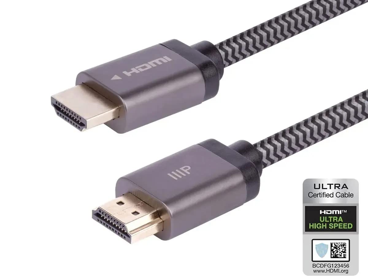 Monoprice 8K Certified Braided Ultra High Speed HDMI Cable - 20 Feet - Black | HDMI 2.1, 8K@60Hz, 48Gbps, CL2 in-Wall Rated, 24AWG, Compatible with PS 5, PlayStation 5 Digital Edition, Xbox X, Xbox S