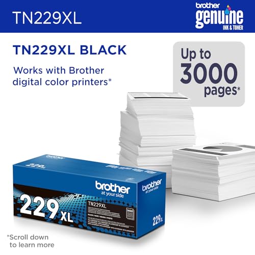 Brother Original TN229XLBK High-Yield Black Toner Cartridge, Higher Yield for Value, Toner Replacement cartridges, Toner for Brother Laser Printers HL-L3220CDW, HL-L3280CDW, MFC-L3720CDW, and More