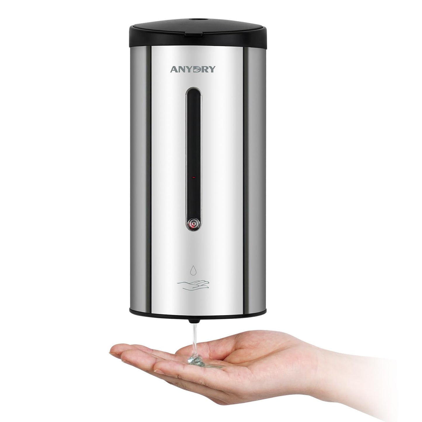 anydry 25oz/750ml Polished Stainless Steel Automatic Liquid Soap Dispenser Wall-Mounted, Commercial Grade