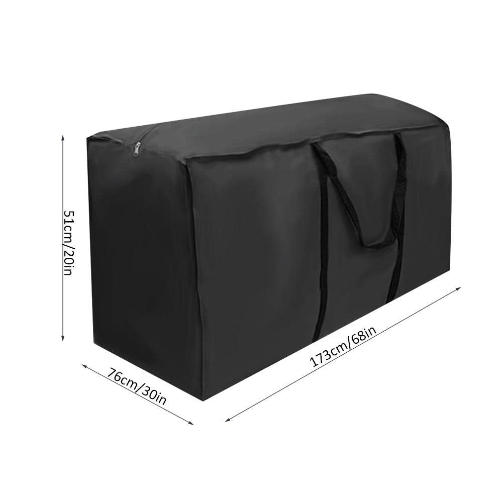 Furniture Storage Bag Black 210D Oxford Dust-Proof Patio Cushion Storage Bag Waterproof Veranda Bag with Small Carry Bag for Furniture Cover(173 * 76 * 51)
