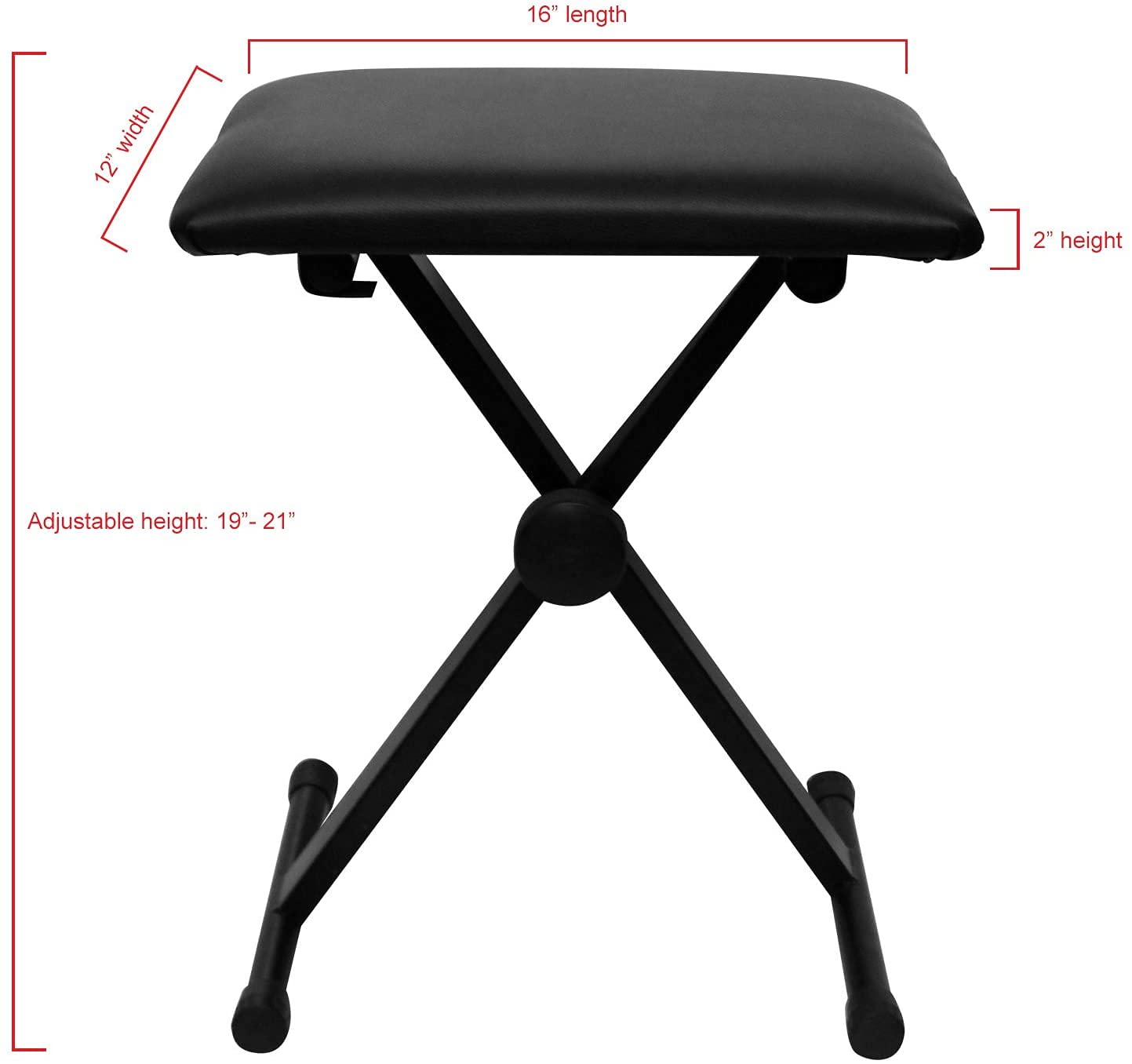 Adjustable X Style Piano Keyboard Heavy Duty Premium Stand/Padded Keyboard Bench (Padded Bench)