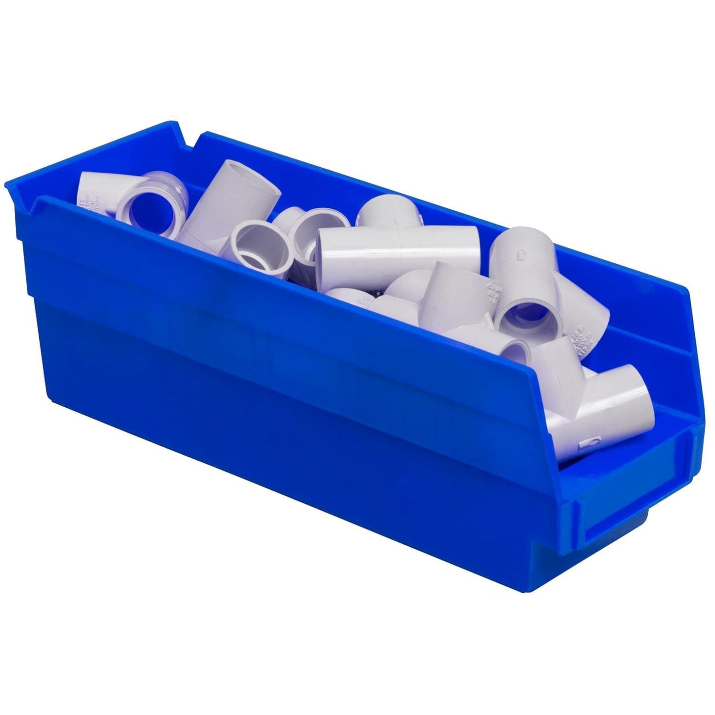 Akro-Mils 30120 Plastic Shelf Bins, Heavy Duty Storage Bins for Garage, Closet, and Drawer Organization, 12" x 4" x 4", Blue, 24-Pack