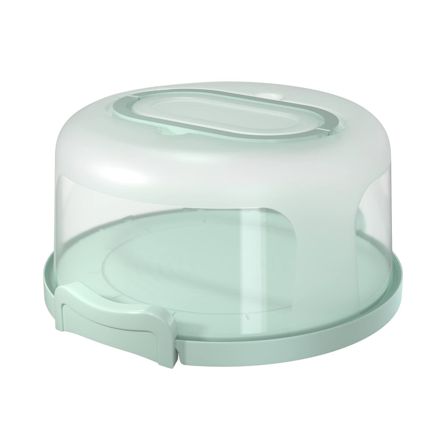 Top Shelf Elements Cake Carrier, Two sided Cake Holder Serves as Five Section Serving Tray, Portable Cake Stand Fits 10 inch Cake, Cake Box Comes With Handle, Stand Holds Pies (Seafoam Green)