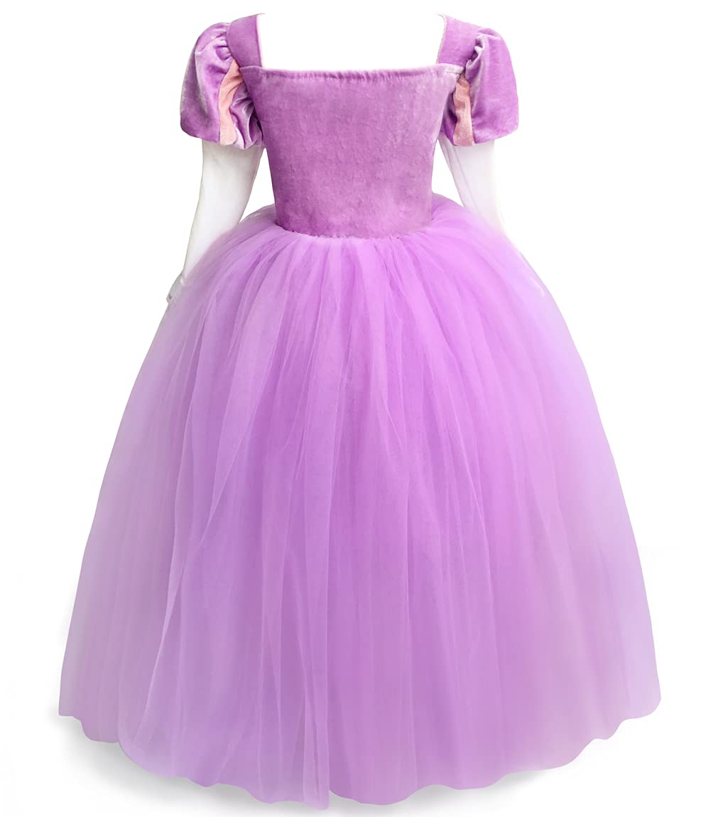 Axaxa Rapunzel Costume for Girls Rapunzel Dress Birthday Party Halloween Costume Cosplay Dress up for Little Girls 2-11 Years