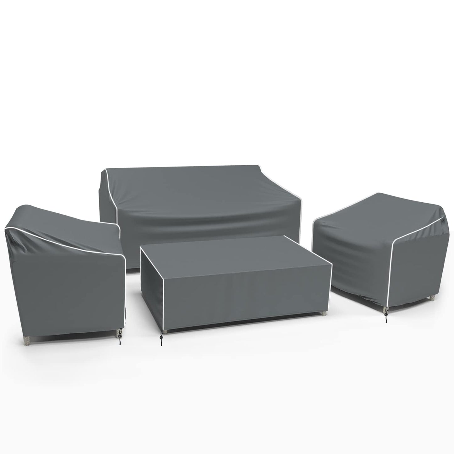 Gasadar Patio Furniture Cover 4-Piece Set, Heavy Dut 600D Outdoor Furniture Cover Waterproof for Lawn Patio Chairs, Loveseat and Coffe table, Grey