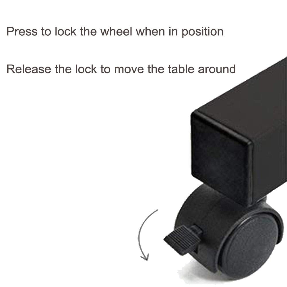 Duramex (TM) Adjustable Rolling Mobile Table 31.4" Portable Laptop Computer Stand Desk Cart Tray, Black