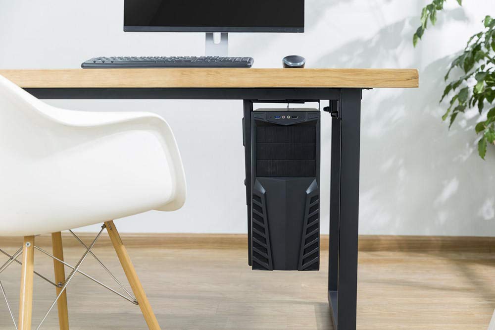 PrimeCables Under Desk Computer Mount, Most CPU Wall/Under Desk PC Tower Mount Heavy Duty Steel Computer Tower Stand, Secure Fit, 360° Swivel (Adjustable for 3.46-7.99" Width, 1.81-20.94" Height)