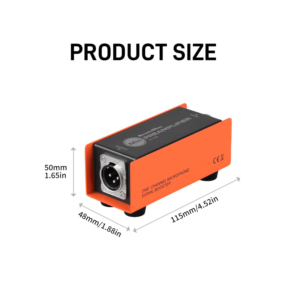 StudioMan CL-100 Microphone Preamp, XLR Input/Output, Orange and Black
