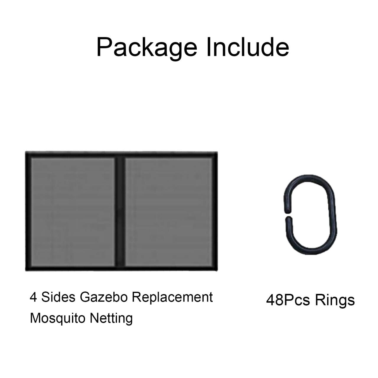 10ft x 12ft Gazebo Mosquito Netting Canopy Universal Replacement, Gazebo Curtains Outdoor Mesh Netting Patio,4-Panel Sidewall Curtain Net with Zipper