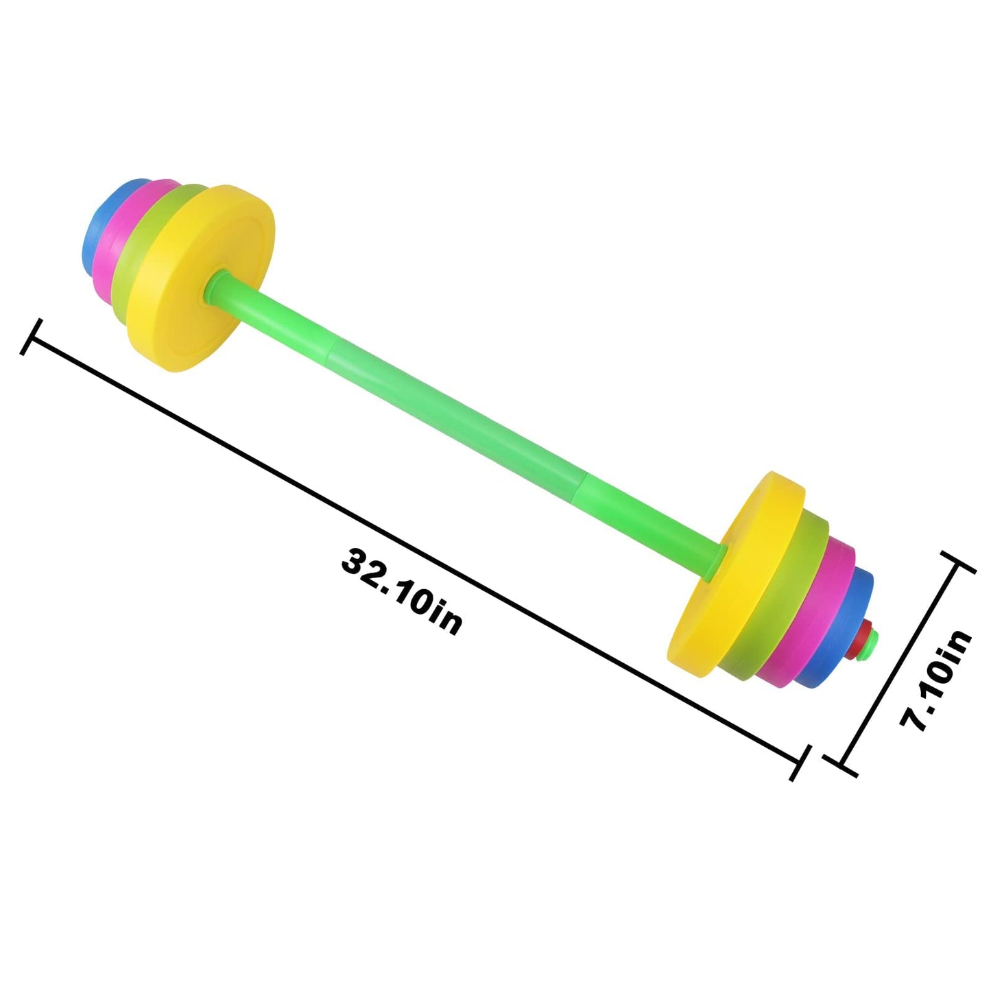 Wit Bear Kids Barbell Weight Set - Adjustable Workout Toy Equipment for Children Pretend Play Exercise - Toddler Beginner Gym, Fitness, Weightlifting and Powerlifting (32 inches)