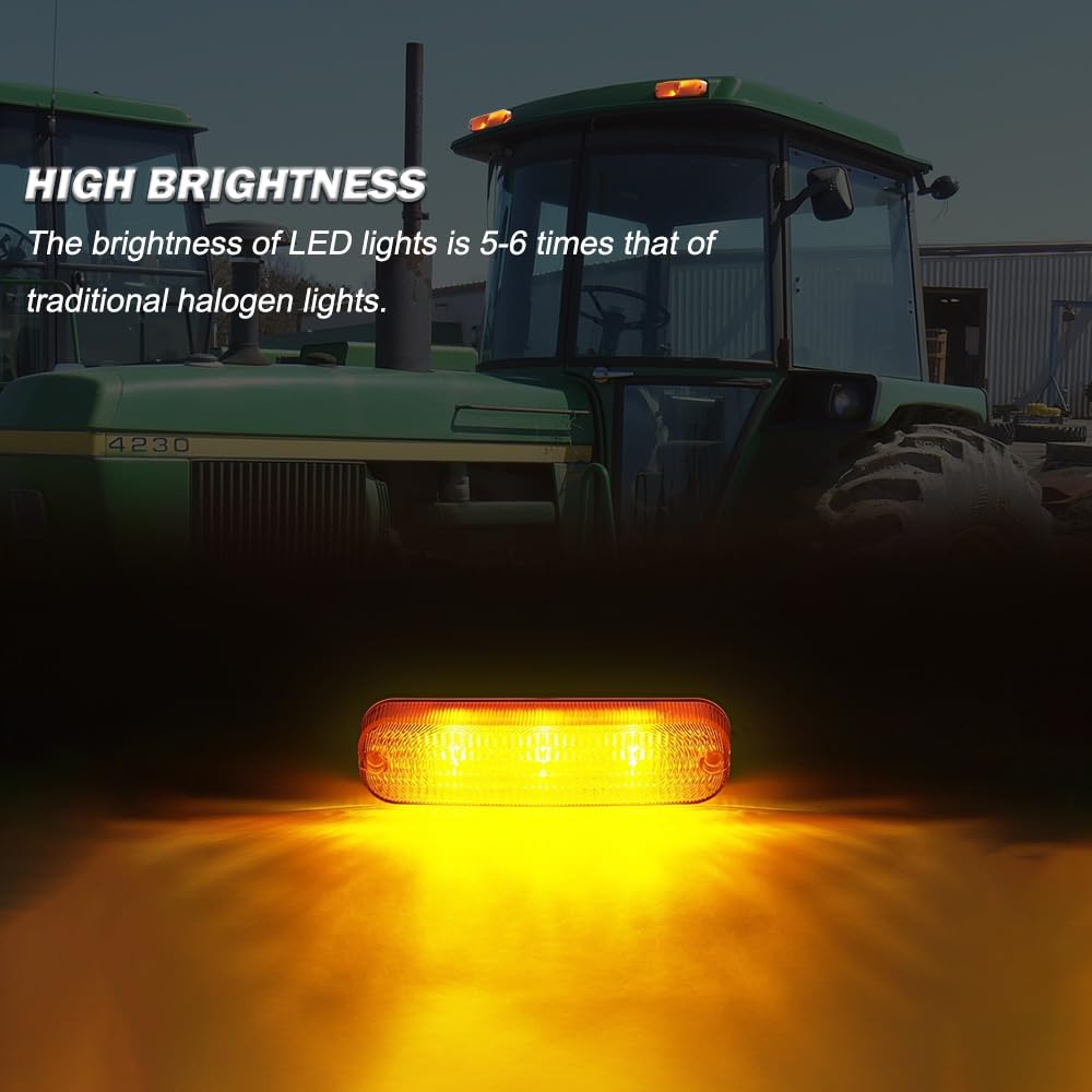 AGP.1978 2pcs Cab Light Amber LED Warning Light 12V Tractor Lamp Replace JD AR60250, 22-665T1, 60-6246T1, A187626, 20-1950T91, 22665T1, 606246T1, 201950T91