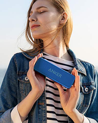 Anker Soundcore 2 12W Portable Wireless Bluetooth Speaker: Better Bass, 24-Hour Playtime, 66ft Bluetooth Range, IPX7 Water Resistance & Built-in Mic, Dual-Driver Speaker for Beach, Travel, Party- Blue
