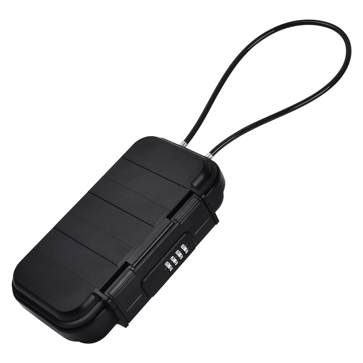 Hoxfly Portable Safe Box with Code, Waterproof Combination Security Lock Box, Travel Outdoor Mini Safe Box, Anti Theft Lockable Box with Removable Wire Rope for Travel Beach Home Office Hotel Car Dorm
