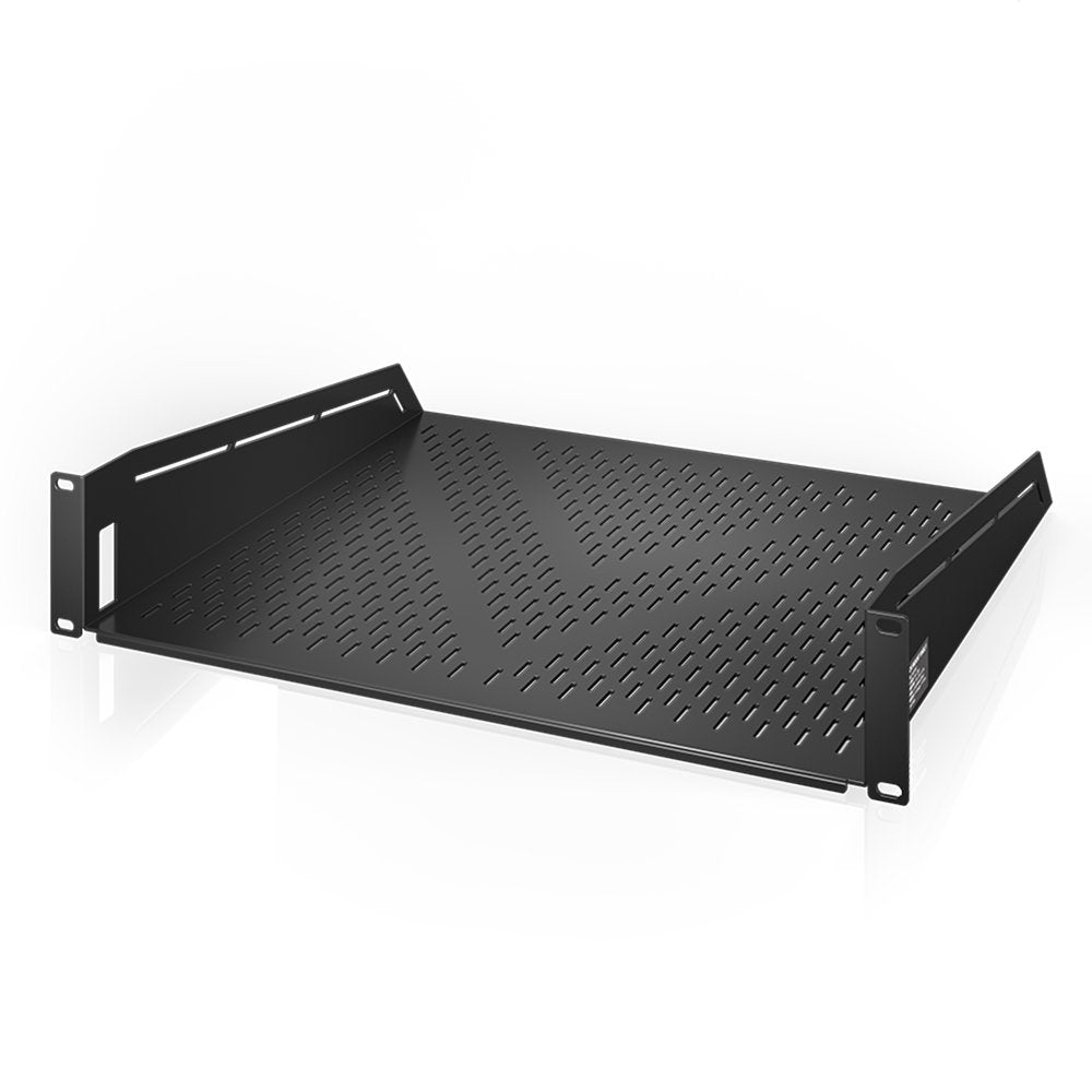 AC Infinity Vented Cantilever 2U Universal Rack Shelf, for 19” Equipment Racks. Heavy-Duty 2.4mm Cold Rolled Steel, 100lbs Capacity.