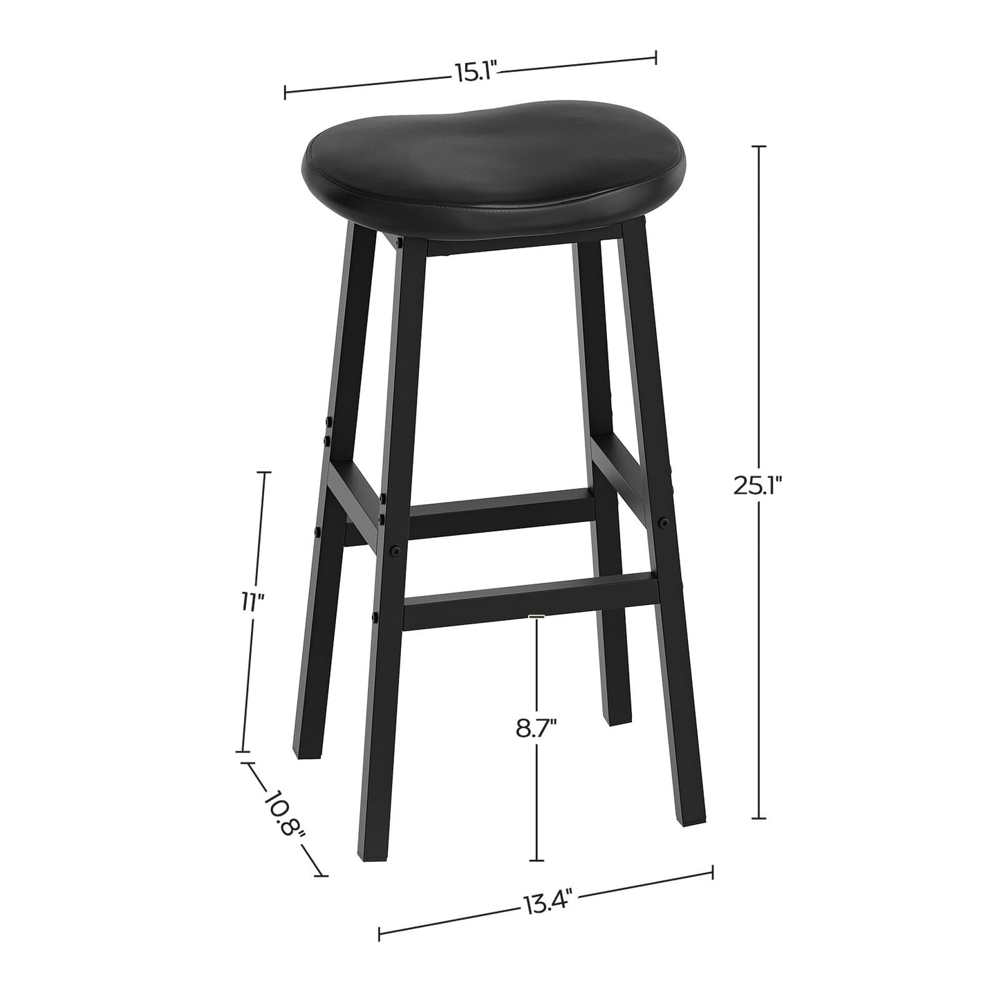 YATINEY Bar Stools Set of 2, Bar Chairs, Saddle Stools with Curved Surface, Counter Height Kitchen Stools with Footrests, for Dining Room, Island, Living Room, Pub, Black BY04L2BB