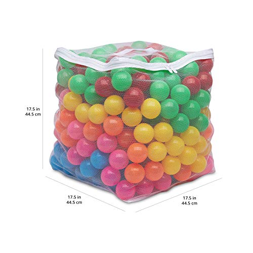 Amazon Basics BPA Free Crush-Proof Plastic Ball, Pit Balls with Storage Bag, Toddlers Kids 12+ Months, Pack of 400 Balls, 6 Bright Colors