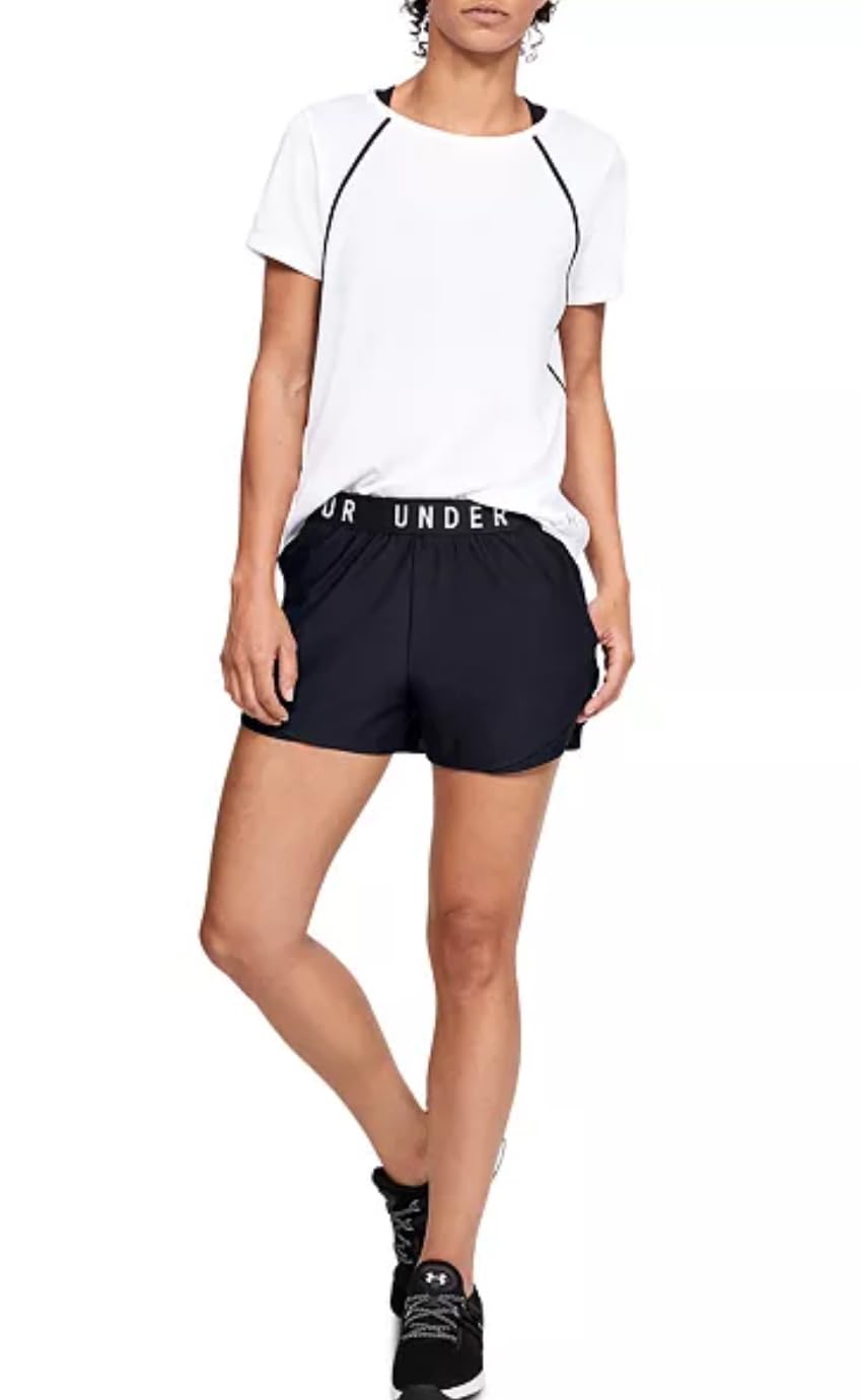 Under Armour Women's Tech Play Up Shorts, (001) Black / / White, Small