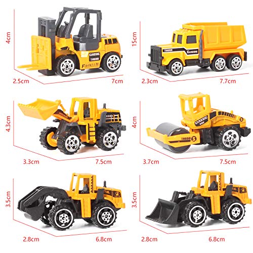 Coolplay 11 in 1 Die-cast Construction Vehicle Mini Engineering Truck Toy Set in Carrier Truck Playset for Boys, Mini Dumper, Bulldozers, Forklift, Tank Truck, Asphalt Car and Excavator for Kids