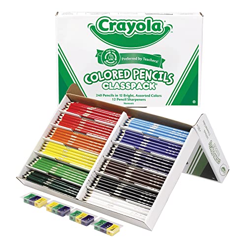 Crayola Coloured Pencil Bulk Classpack, 12 Colours, 240 Count, Arts & Crafts