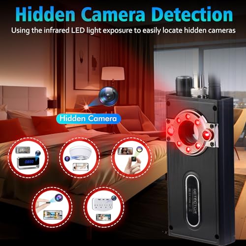 JMDHKK Hidden Camera Detector & Bug Detector – Magnetic Tracker & Wireless Signal Finder for Home, Office, Hotel, Car – Advanced Privacy Protection for Travel & Security (Black)
