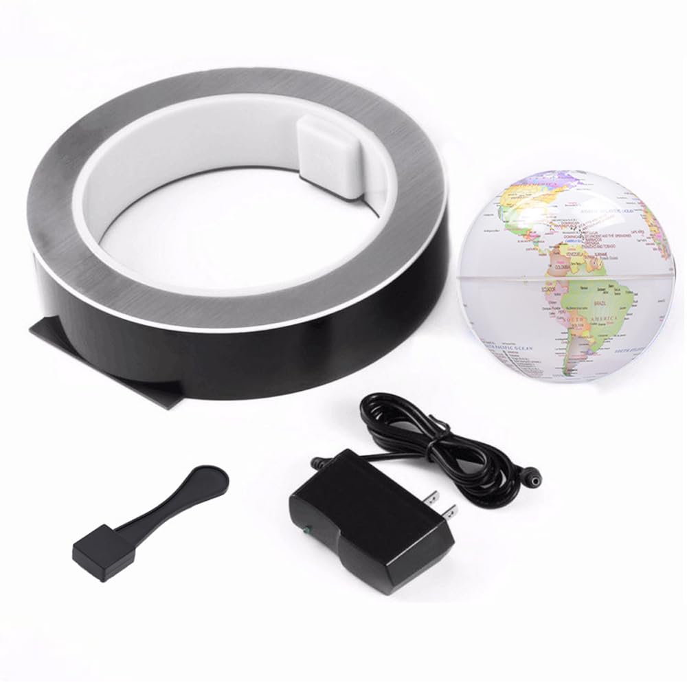 FUGEST Levitation Floating Globe 4inch Rotating Magnetic Mysteriously Suspended In Air World Map Home Decoration Crafts Fashion Holiday Gifts (White)