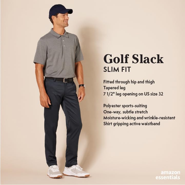 Amazon Essentials Men's Slim-Fit Stretch Golf Pant, Navy, 32W x 30L