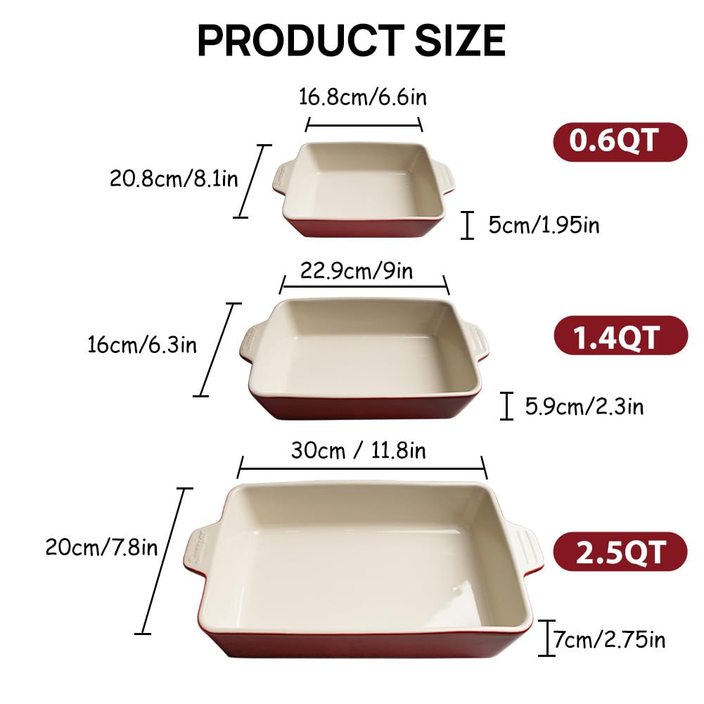 SWEEJAR Ceramic Bakeware Set, Rectangular Baking Dish Lasagna Pans for Cooking, Kitchen, Cake Dinner, Banquet and Daily Use, 11.8 x 7.8 x 2.75 Inches of Baking Pans (Turquoise)
