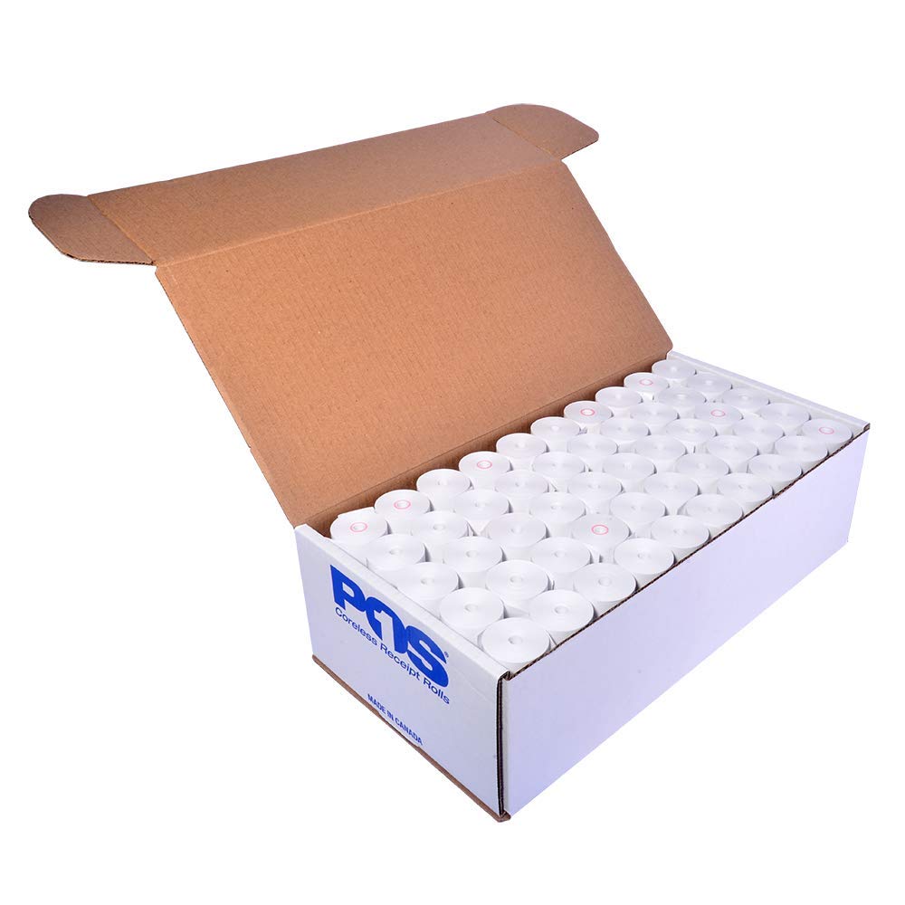POS1 2 1/4 x 50 feet x 100 Rolls CORELESS BPA Free Thermal Paper Rolls for Handheld Thermal Receipt Paper Printers. 30mm Diameter