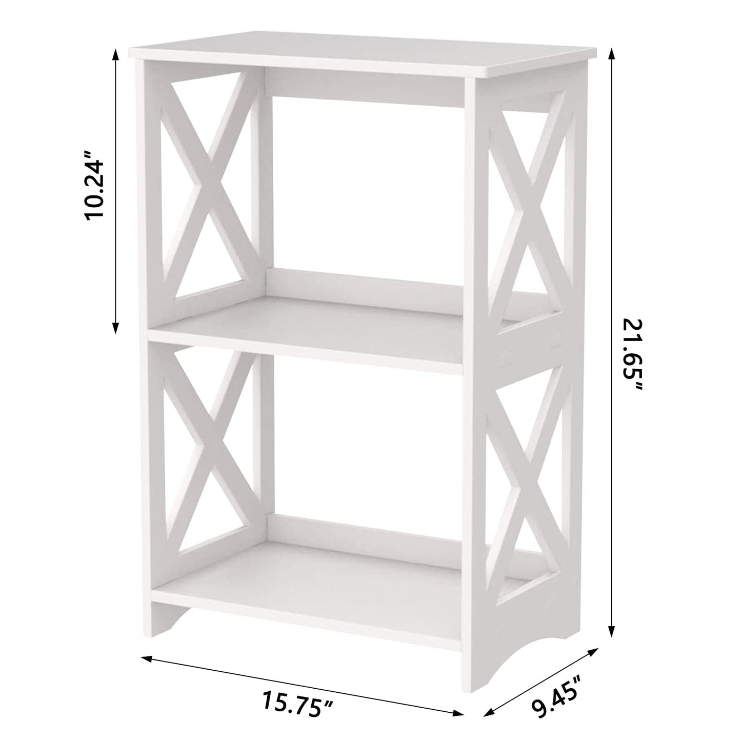 OKSTENCK Small Bookshelf Bookcase 2 Layers, White Side Table, Bedside Table, End Table, Suitable for Living Room, Bedroom, Office.
