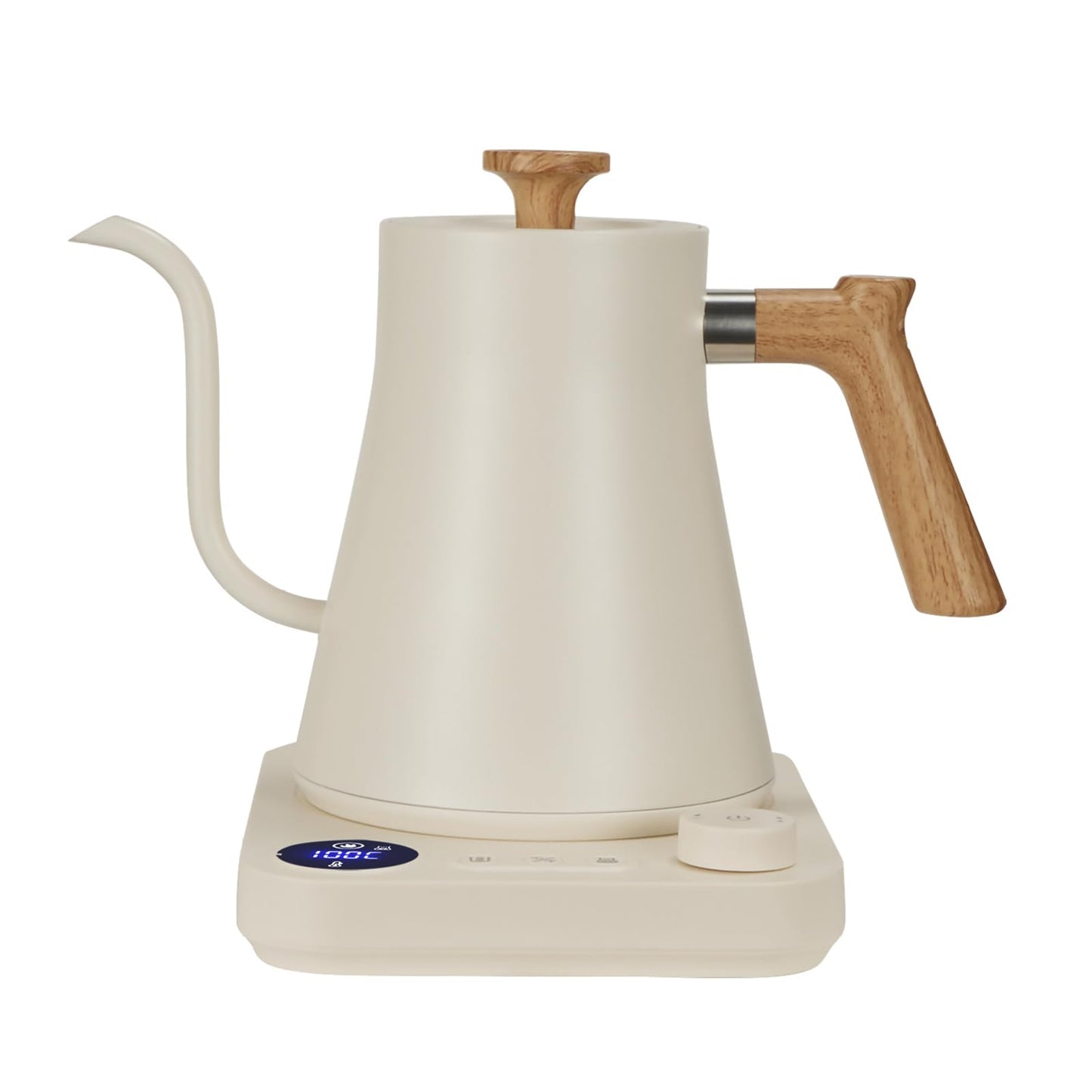 TanChihl Electric Gooseneck Kettle 304 Stainless Steel Electric Tea Kettle Temperature Control Pour-Over Coffee and Tea Pot 0.9L Quick Heating Hot Water Boiler (Offwhite)