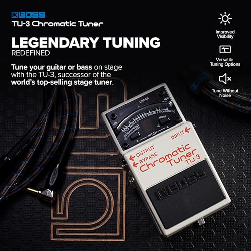 BOSS TU-3 Compact Chromatic Tuner | Perfect for Guitar & Bass | Industry-Standard Performance | Tank-Tough BOSS Stompbox Body | 21-Segment LED Meter