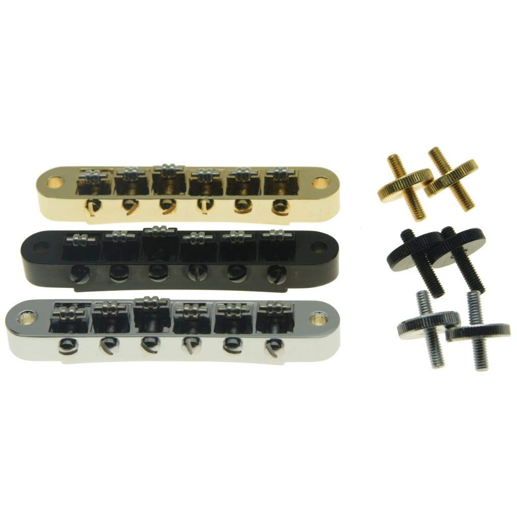 KAISH Chrome Guitar Roller Saddle Bridge Tune-O-Matic Bridge For Gibson Les Paul,SG,ES Dot,Gretsch Bigsby Guitar with M4 Threaded Posts