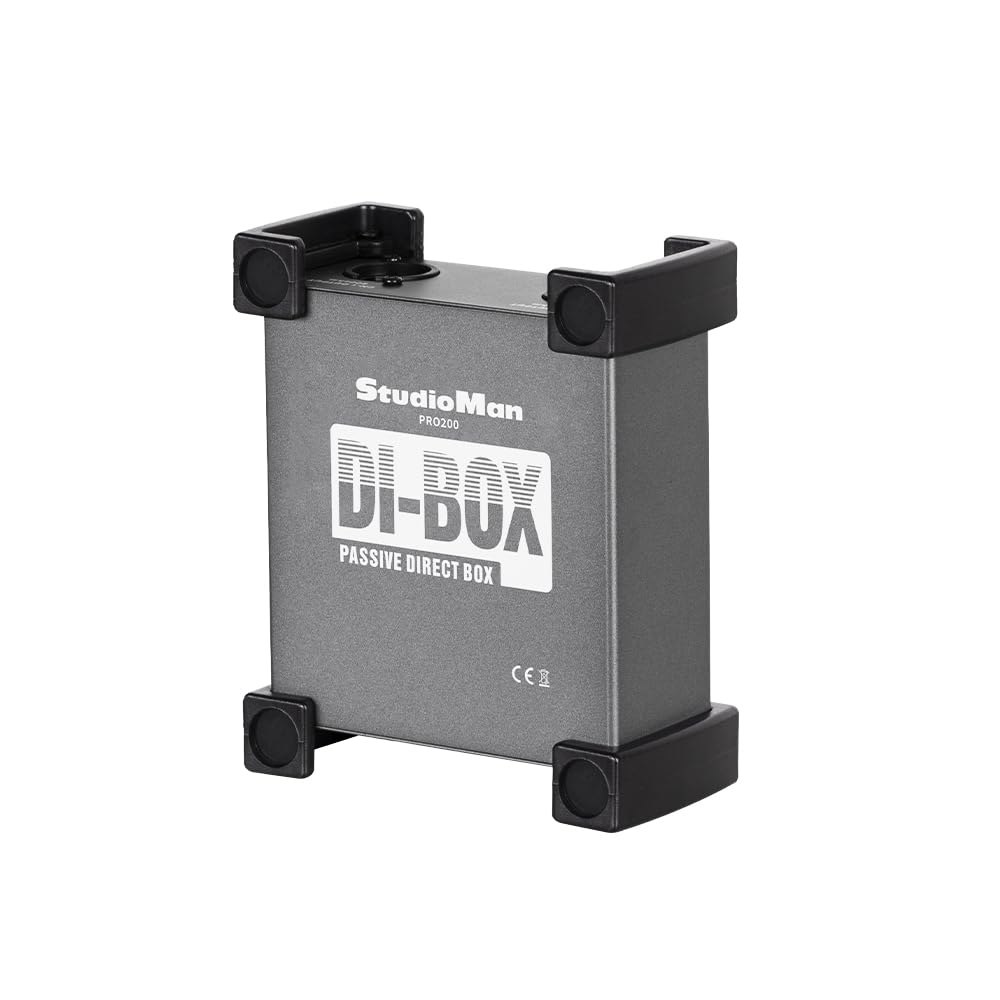 StudioMan PRO200 2-CH Passive Direct Box - 1/4" to XLR Balanced Converter, Studio & Stage DI Box with Impedance Matching, Hum Elimination & Anti-Vibration Pads (PRO200)