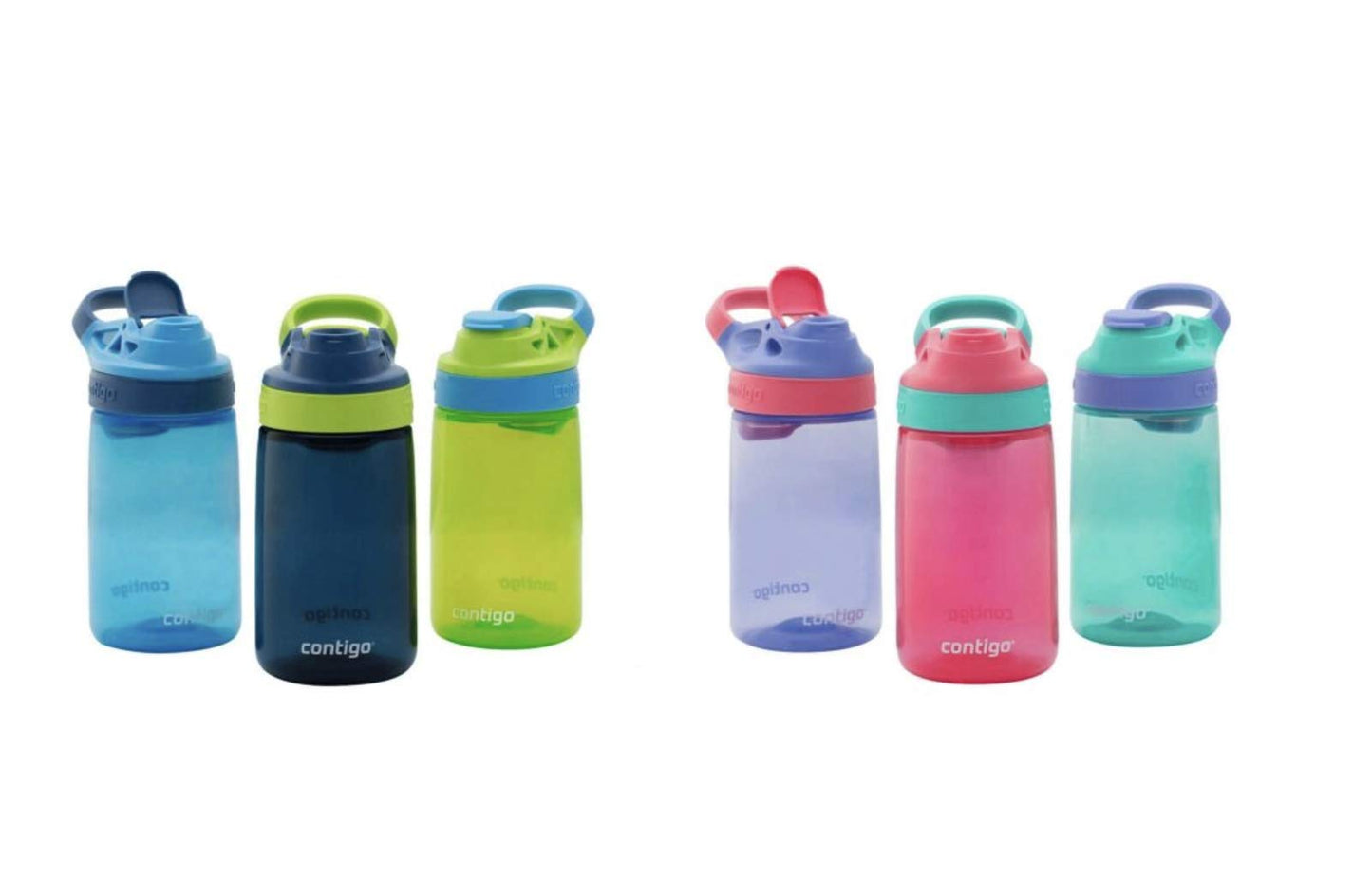 Contigo flasks Navy/Green/Blue Autoseal Sip Kids 415ml Water Bottles, 3 Pack