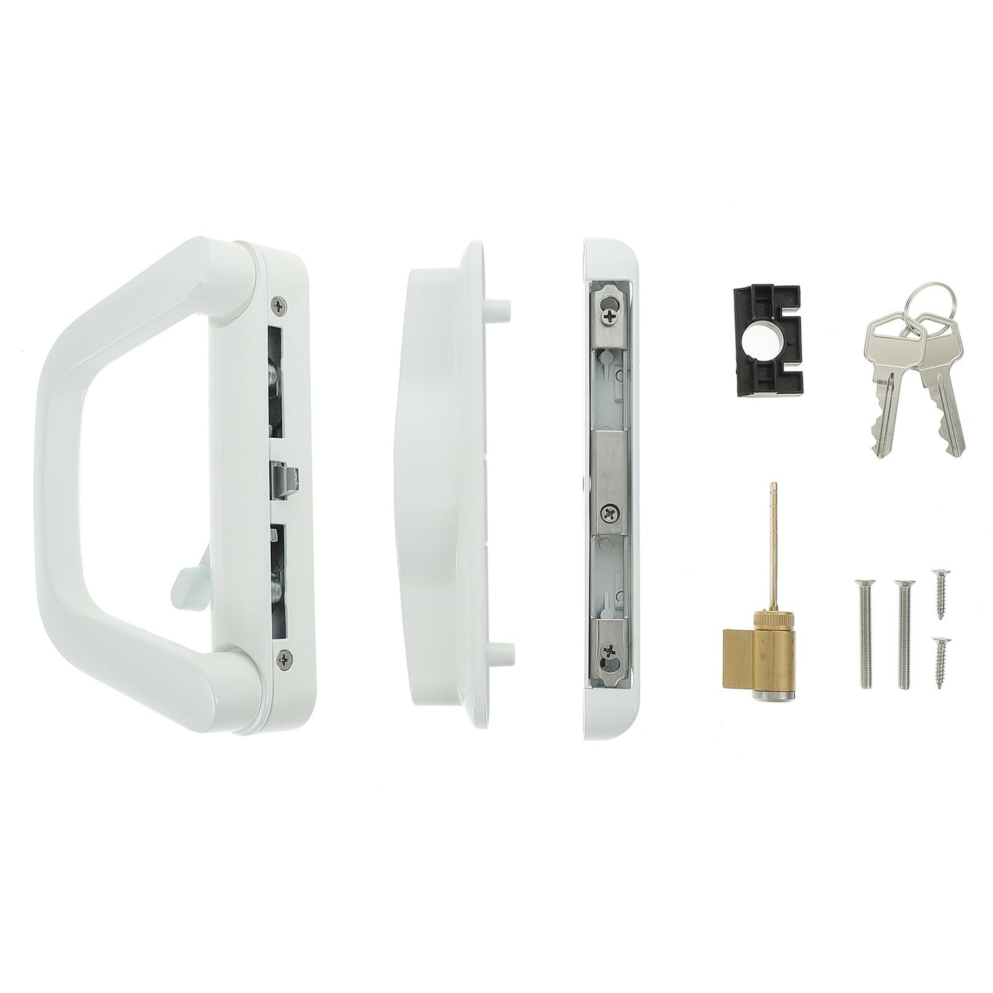OSALADI Patio Door Handle Lock Set Reversible Sliding Door Lock for Glass and Vinyl Doors 6.9 X 3.5 X 3.5 Inches Replacement Handle for Sliding Patio Doors Home Security