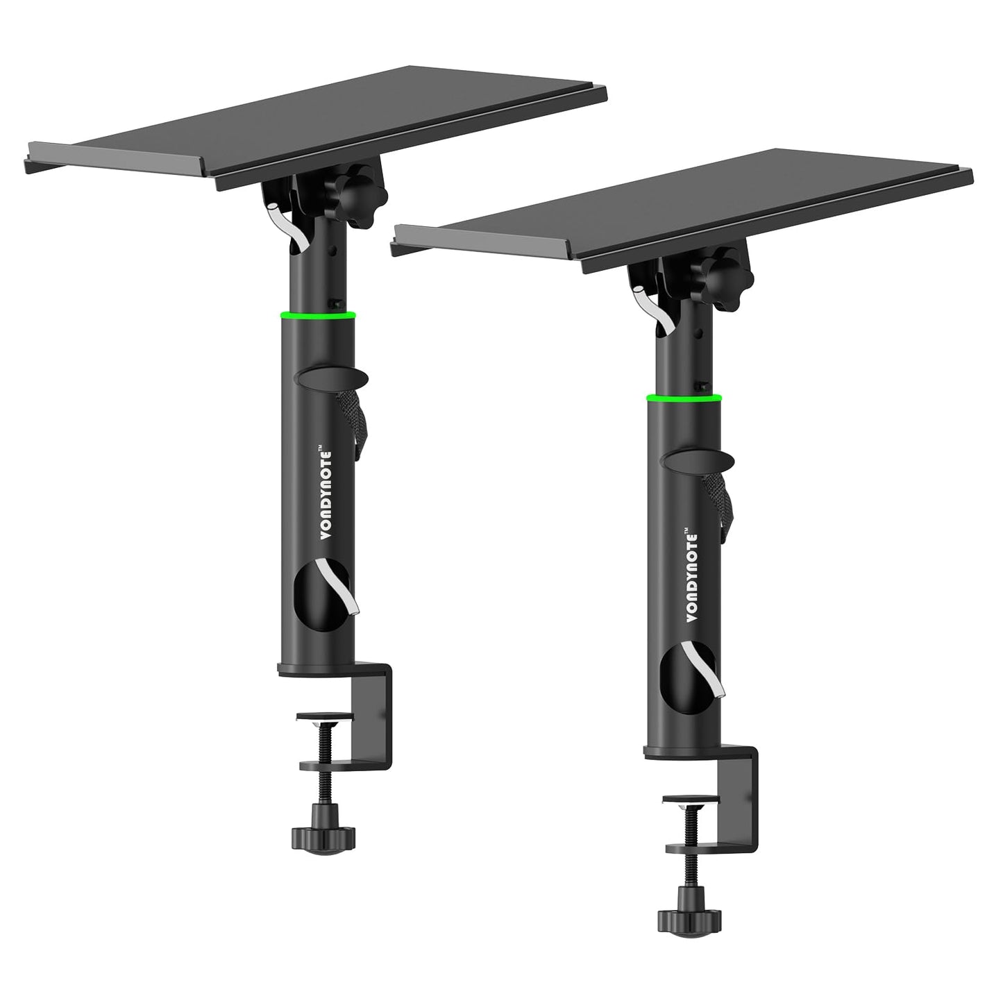Vondynote Pair of Studio Monitor Stands Desk Clamp Speaker Stands 0-12°Tilt Height Adjustable with Cable Management