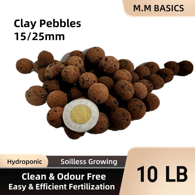 10 LB. -Clay Pebbles for Plants-Premium Leca/Clay Pebbles Hydroponic and Soilless Grow Medium 15-25 mm (10 LB)