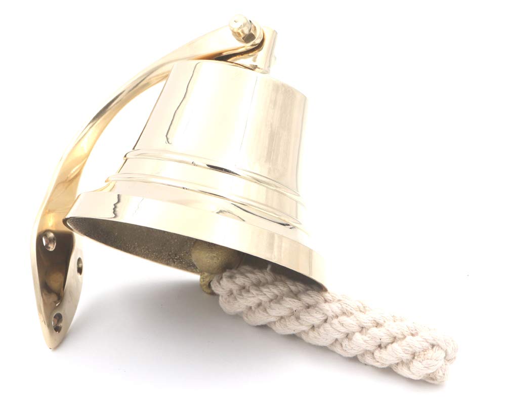 THDC Solid Brass BellWall Mount, Brass Maritime Duty Watch Ship?s Bell (5", Polished Brass)