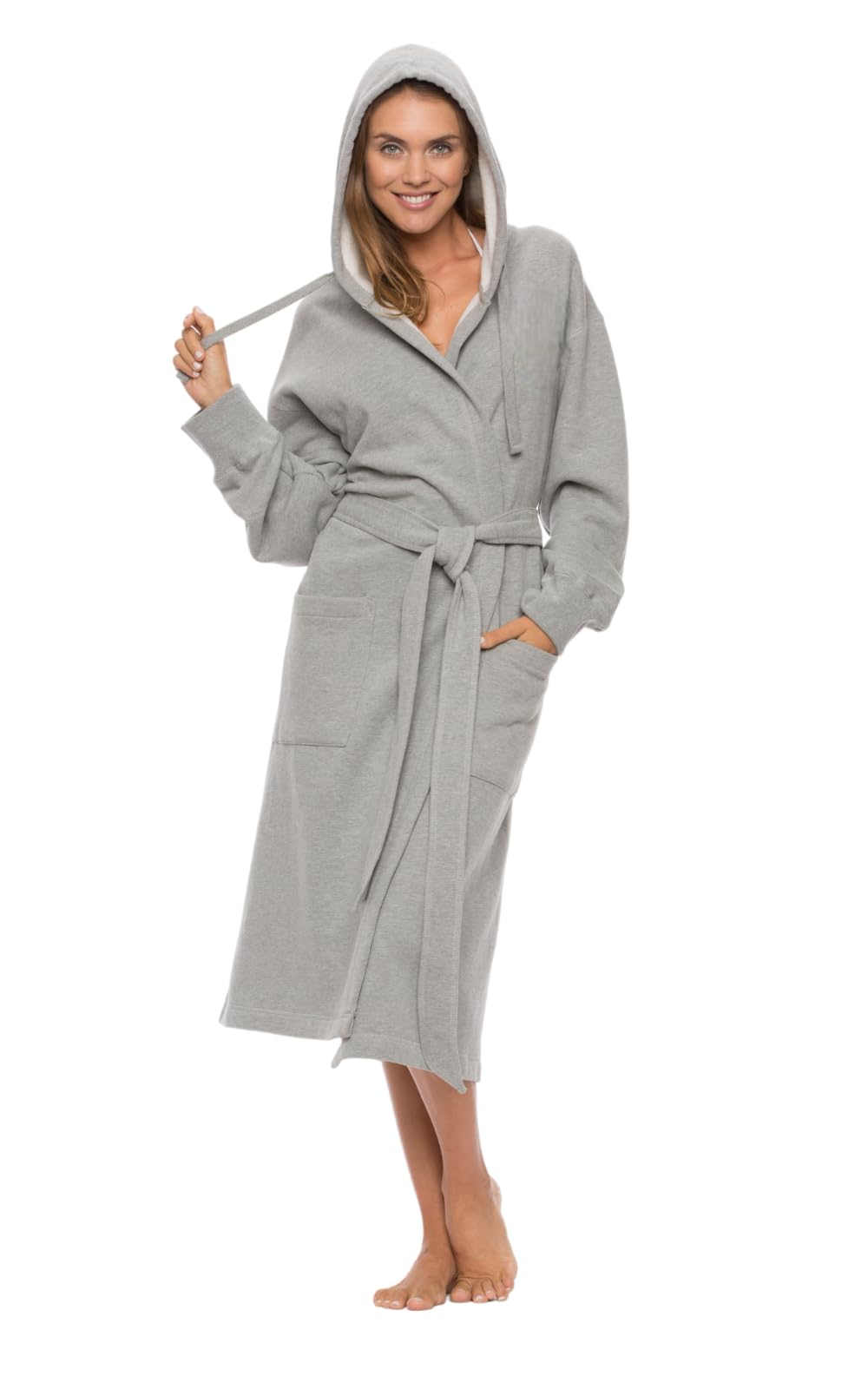 BY LORA Hooded Sweatshirt Robe for Uninex Adult Men and Women, Gray, One Size
