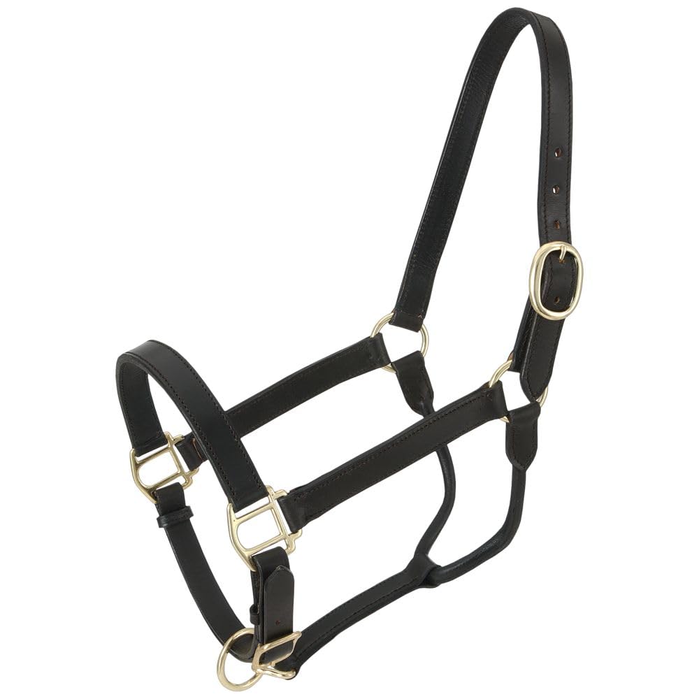 Tough 1 Royal King Leather Stable Halter, Black