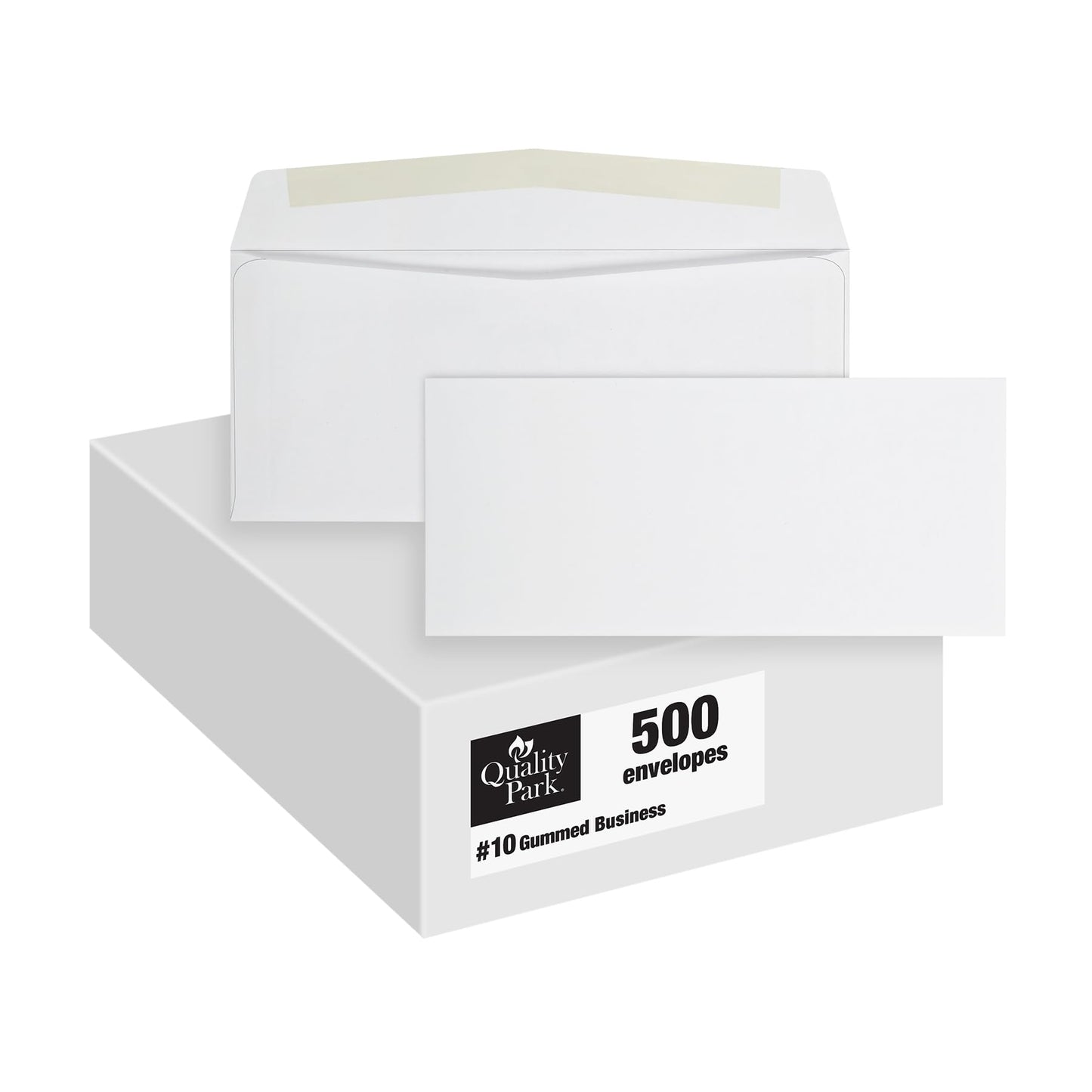 Quality Park Envelopes, #10, 4-1/8 x 9-1/2 Inches, Gummed Flap, 24 lb White Paper, Side Seams, Printer Compatible, 500 Count - Ideal for Home and Business Use - Envelopes