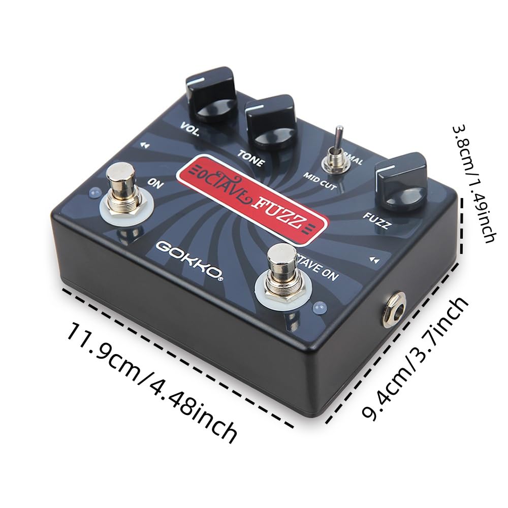 OCTAVE FUZZ GK-31 - Octave - Up Fuzz Guitar Effects Pedal with Mid - Cut Switch & True Bypass - Durable Aluminum Alloy Casing