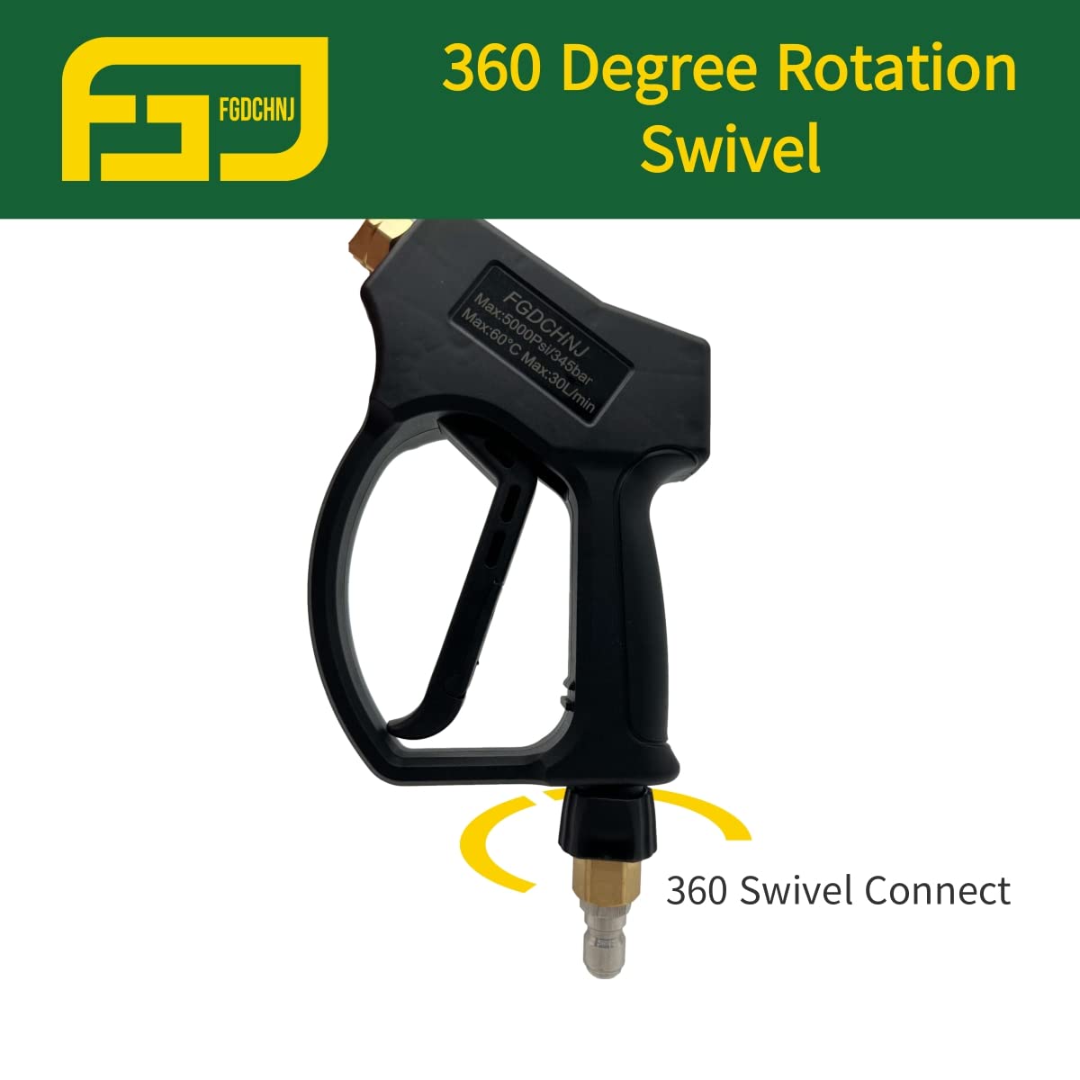 FGDCHNJ Pressure Washer Gun with Stainless Steel Extension Wand, 3/8" Swivel Quick Connector for Most Power Washer, MAX 5000PSI & 40Inch Long