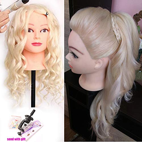 Beauty Star 24" Mannequin Head Hair, Styling Training Head for Practicing Curling, Straightening, and Updos, Manikin Cosmetology Doll Head with Clamp Stand and Accessories