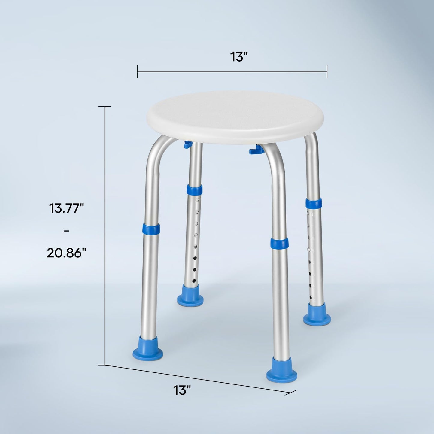 Careboda Adjustable Bath Chair for Inside Shower, Shower Stool with Upgraded Stainless Steel, Tool-Free Assembly, 8 Adjustable Heights for Seniors, Elderly, Pregnant, Handicap & Disabled Blue