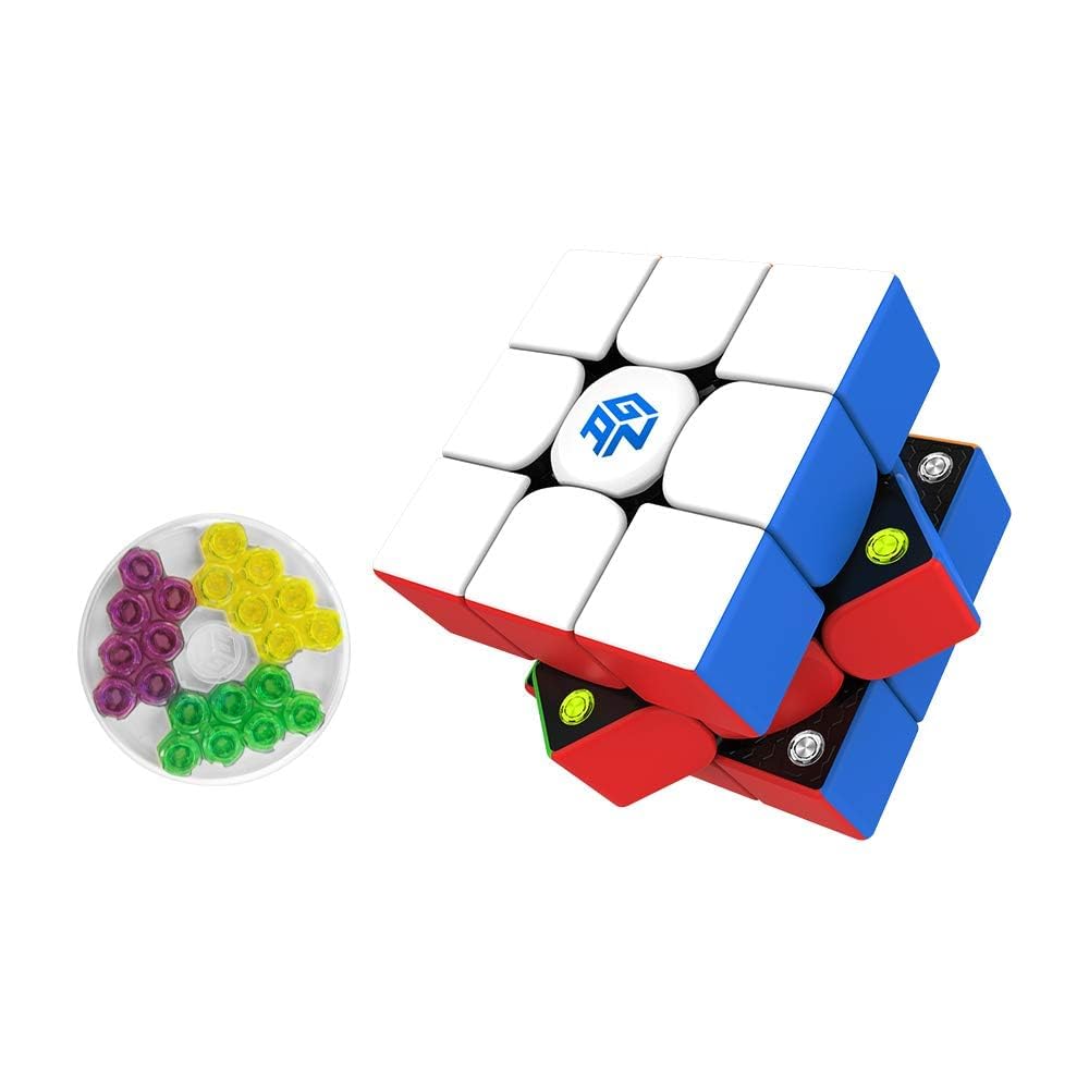 GAN 356 M with Extra GES Set, 3x3 Speed Cube Magnetic Stickerless, 3D Puzzle Fidget Toy Brain Teasers for Kids Teens Beginners Travel Games Holiday Birthday Gifts Stocking Stuffers
