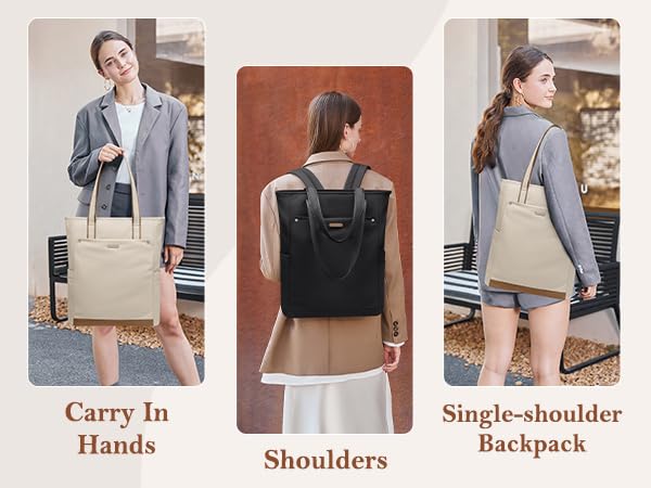 GOLF QUALITY Convertible Laptop Backpack for Women Men Carry on Tote Backpack Teacher Bookbag for College Work Nurse Travel Leisure,16 Inch,Apricot