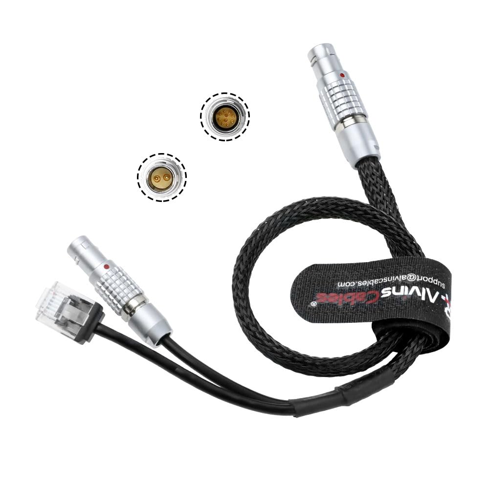 Alvin's Cables Control Cable for ARRI ETH 10 Pin Rotatable Right Angle to RJ45 and 2 Pin Male 24V Power Cable for ARRI Alexa Mini LF| LF| Mini| SXT Camera, Teradek COLR