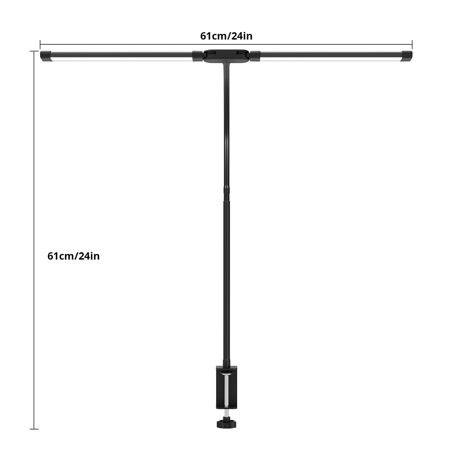 Desk Lamp with Clamp, Eye-Caring Desk Light with 50 Lighting Modes, Wide Double Head, Adjustable Architect Light Flexible Neck, Table lamp for Home Office, Computer, Craft(Includes Adapter)