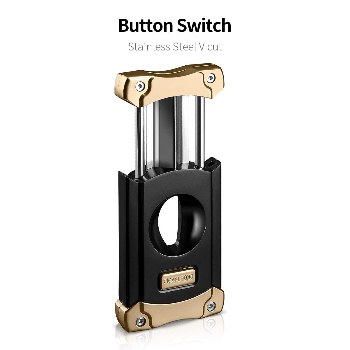 CIGARLOONG Cigar Cutter Stainless Steel Sharpening V Cut Blades with Cigar Punch